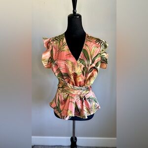 Never Fully Dressed Women's Cut Coconut Girl Tropical Resortwear Wrap Top Size M